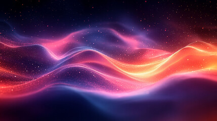 Abstract glowing, wavy, colorful digital art.  Dynamic, vibrant, particle, energy, futuristic, n
