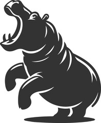 Big animal hippo vector silhouette isolated
