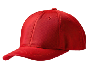 red baseball cap mockup floating in the air isolated on white background