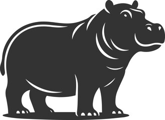 Big animal hippo vector silhouette isolated