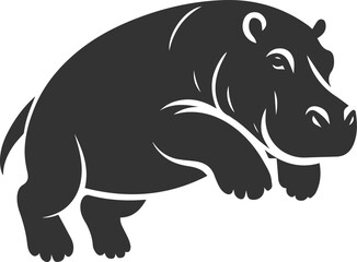 Big animal hippo vector silhouette isolated