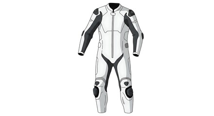 Racing Suit Illustration Protective Gear in White and Gray