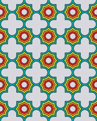 Vibrant geometric design with alternating colorful shapes creating an eye-catching pattern. Suitable for various artistic uses