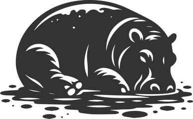 Big animal hippo vector silhouette isolated