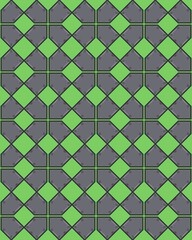 Colorful geometric pattern showcases interlocking shapes in gray and green, creating a modern artistic design with a bold visual impact