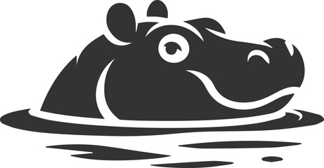 Big animal hippo vector silhouette isolated