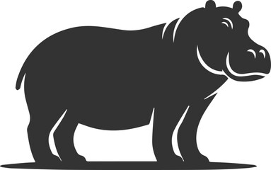 Big animal hippo vector silhouette isolated