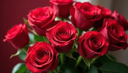 Obraz premium A vibrant bouquet of red roses, a classic symbol of love and appreciation , remembrance, velvety petals