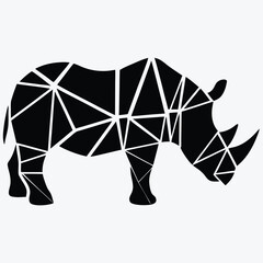Geometric Rhino Silhouette &ndash; Modern Polygon Animal Art