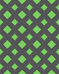 A striking geometric pattern showcases a dark gray lattice design, interspersed with vibrant green diamond shapes, creating visual interest