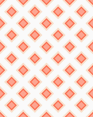 Repeated diamond shapes in coral tones against a white background create a fresh and contemporary geometric pattern