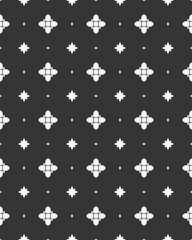 Intricate design featuring floral shapes and stars repeated across a dark background, ideal for creative projects and home decor