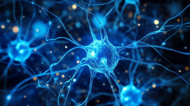 Abstract blue neural network with intricate neuron connections on a scientific background, digital illustration of brain synapses and neural pathways for technology
 - Powered by Adobe