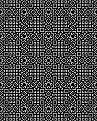 Complex geometric shapes arranged in a repeating pattern on a textile design highlight artistic creativity and modern aesthetics