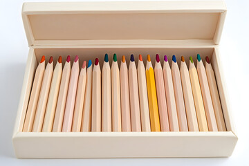 Obraz premium Pastel pencils in wooden box