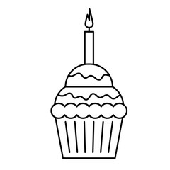 Birthday Cupcake Element Outline