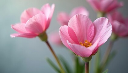 Fototapeta premium Close-up of delicate, blooming heart-shaped flowers in soft pastel colors , pink, closeup