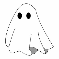 cute and adorable white ghost illustration