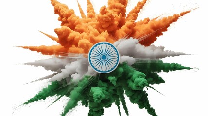 Indian Flag Colors in Vibrant Paint Explosion