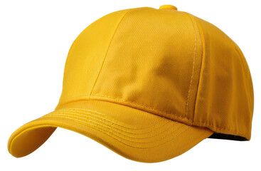 yellow baseball cap mockup floating in the air isolated on white background