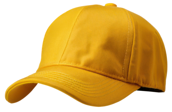 yellow baseball cap mockup floating in the air isolated on white background