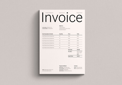 Professional Invoice Layout Design Template