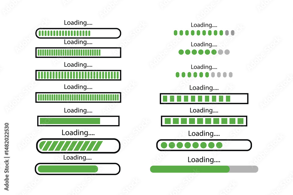 Aufkleber loading bar progress icons, load sign collections. load bar, buffer loader, download or upload horiz