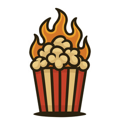 Burning popcorn vector logo illustration