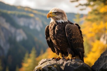 Fototapeta premium Majestic Bald Eagle in Natural Habitat – High-Resolution Wildlife Photo