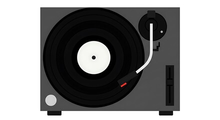 Obraz premium Playing Vinyl Record on Turntable Simple Illustration Style