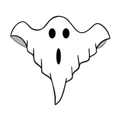 cute and adorable white ghost illustration