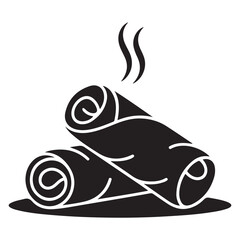 Two minimalist spring rolls, egg rolls, or cigars Vector black silhouette. with white background