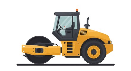 Fototapeta premium Road Roller Vehicle Illustration in Yellow and Gray