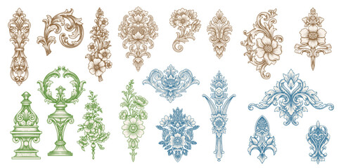 Vintage Baroque Victorian frame border flower pattern vector floral engraved scroll ornament leaf retro decorative design. filigree calligraphic heraldic shield swirl
