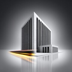 Obraz premium Modern Architecture and Motion: A Striking Building with Dynamic Light Trails Against a Neutral Background