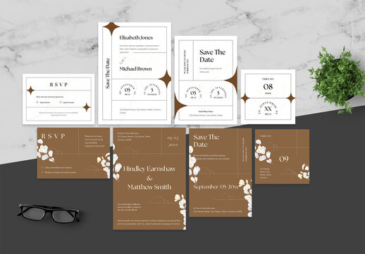 Black And Brown Invitation Set