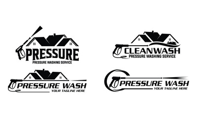 set of pressure car wash logo design vector template illustration