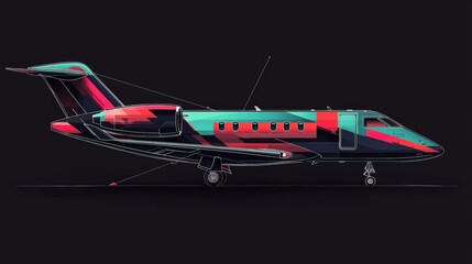 Colorful jet design on a vintage aircraft highlighting intricate shapes and vibrant patterns at sunset