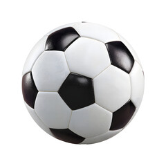 Fototapeta premium Classic black and white soccer ball, perfect for practice, matches, and sports photography on black backdrop.