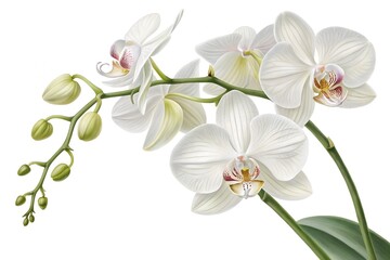 Naklejka premium White orchid blossom, a tropical beauty isolated on white