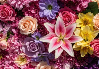 Floral Background Colorful Flower Arrangement Close-Up Photo