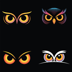 Fototapeta premium Glowing Owl Eyes - Creative Design for Halloween or Night Theme