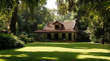 A house in the park.  