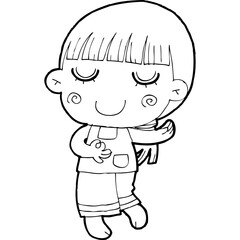 Obraz premium cute little thai kid doodle, Illustration cartoon element hand drawn style