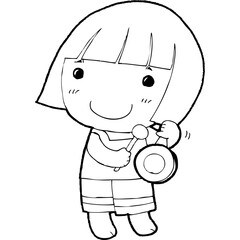 cute little thai kid doodle, Illustration cartoon element hand drawn style