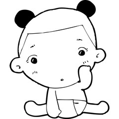 Fototapeta premium cute little thai kid doodle, Illustration cartoon element hand drawn style
