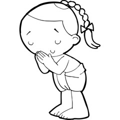 cute little thai kid doodle, Illustration cartoon element hand drawn style