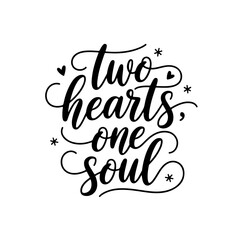 Two hearts, one soul. Vector Design Isolated on White Background
