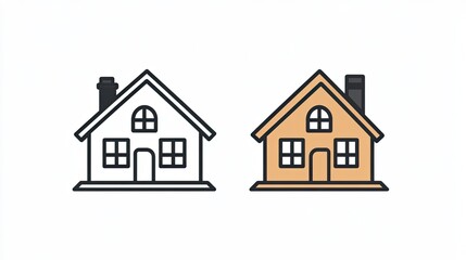 A house vector icon in black outline and filled versions, isolated and transparent.