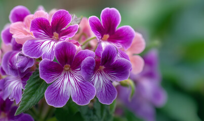 Obraz premium Close-up of vibrant Streptocarpus flowers in shades of purple and pink